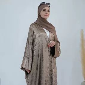 Bronzing Fabric Muslim Women Cardigan Open Abaya Dress