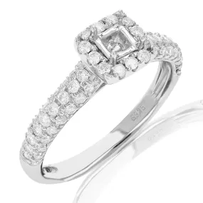 0.60 cttw Diamond Semi Mount Engagement Ring .925 Sterling Silver