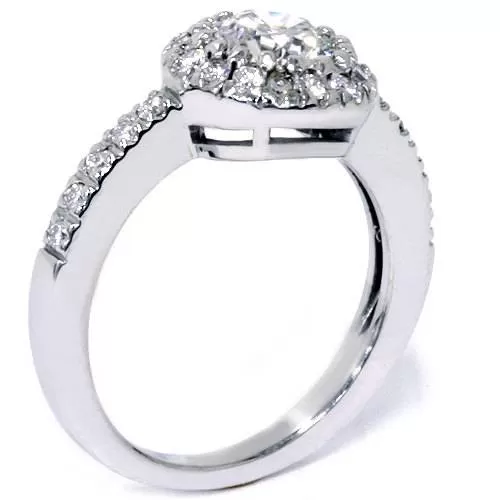 0.80 Ct SI1 Round Cut Diamond Halo Engagement Ring 14k White Gold Enhanced