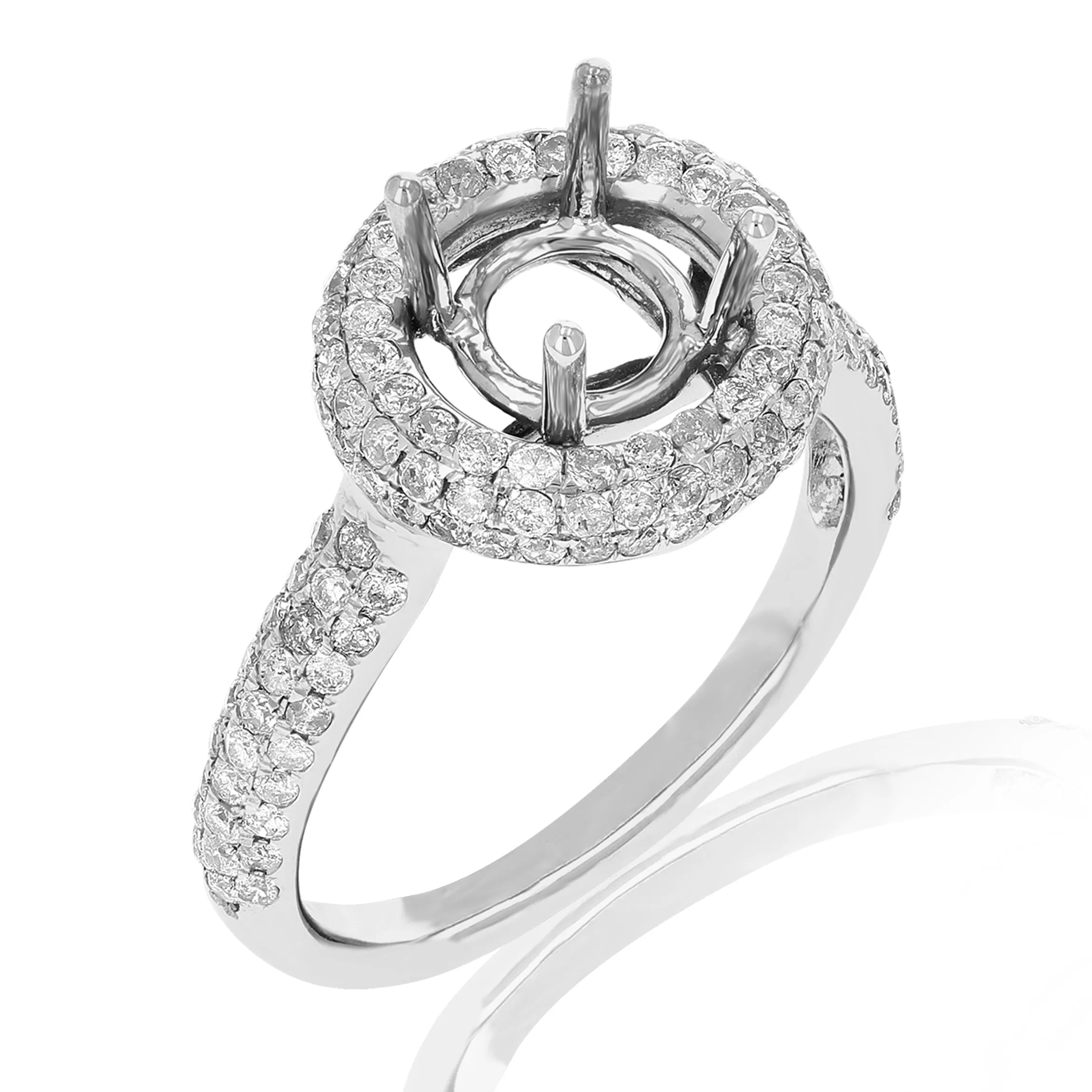 0.90 cttw Diamond Semi Mount Engagement Ring 14K White Gold Wedding