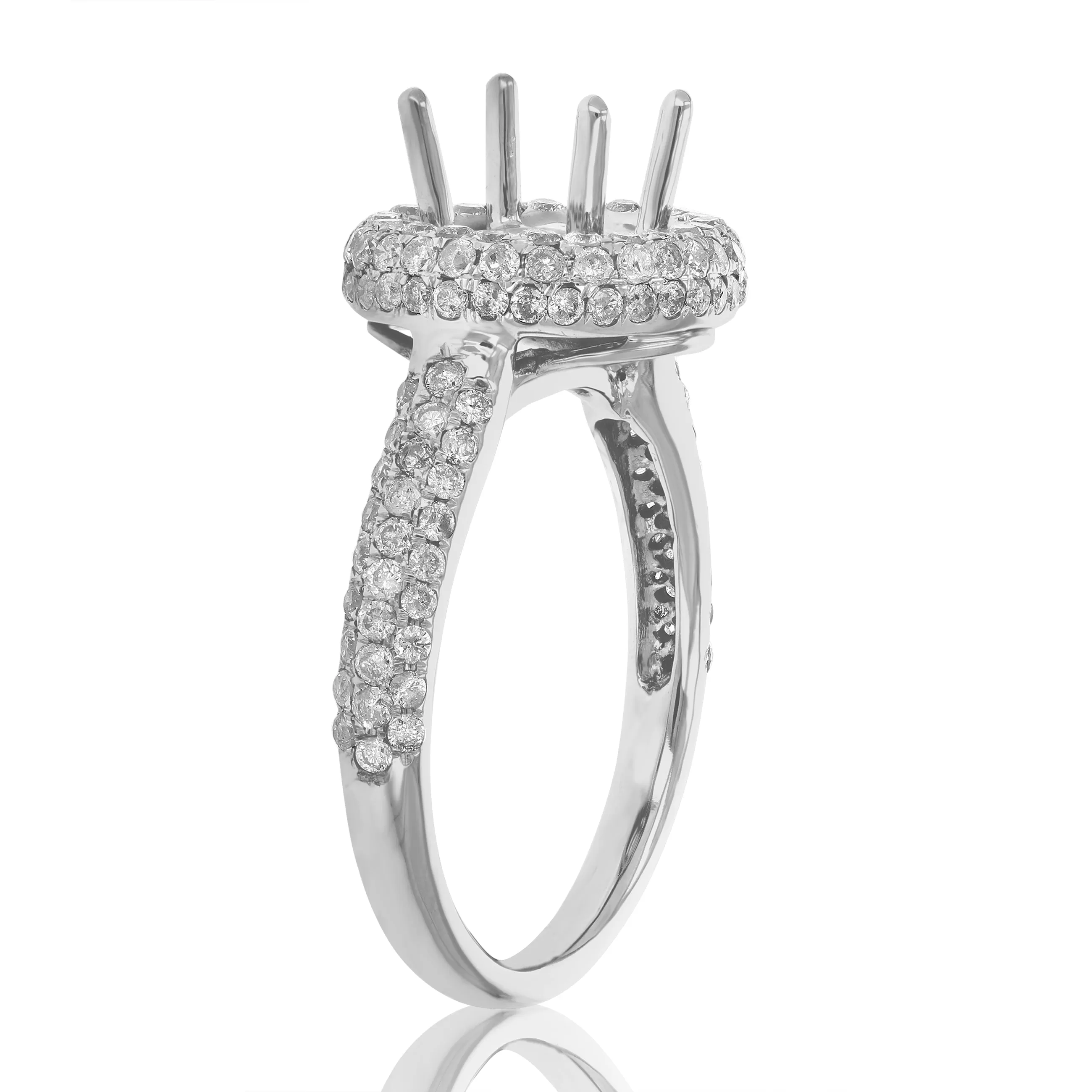 0.90 cttw Diamond Semi Mount Engagement Ring 14K White Gold Wedding