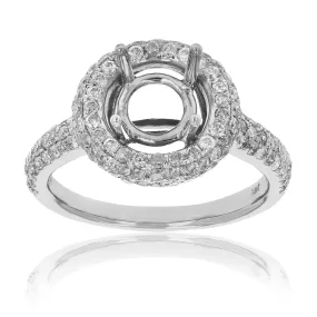 0.90 cttw Diamond Semi Mount Engagement Ring 14K White Gold Wedding