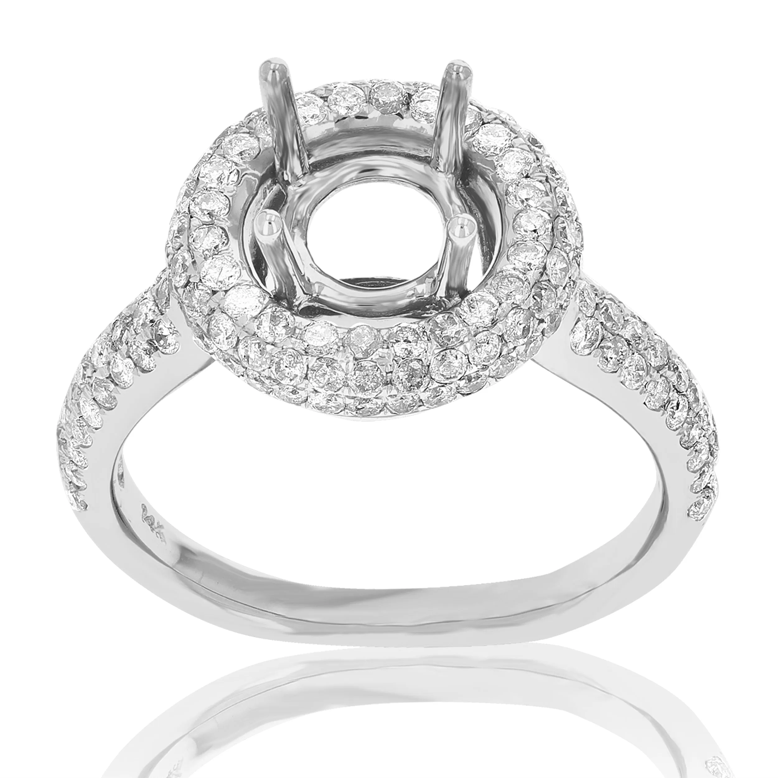 0.90 cttw Diamond Semi Mount Engagement Ring 14K White Gold Wedding