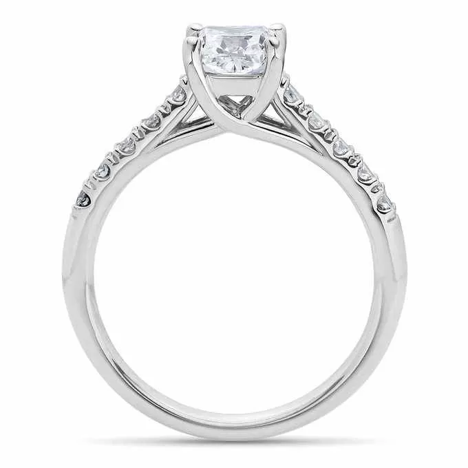 1 1/2 Ct Cushion Diamond Engagement Ring 14k White Gold Lab Grown