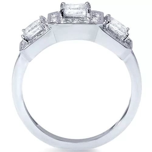 1 3/8ct Princess Cut Diamond 3-Stone Ring 14K White Gold