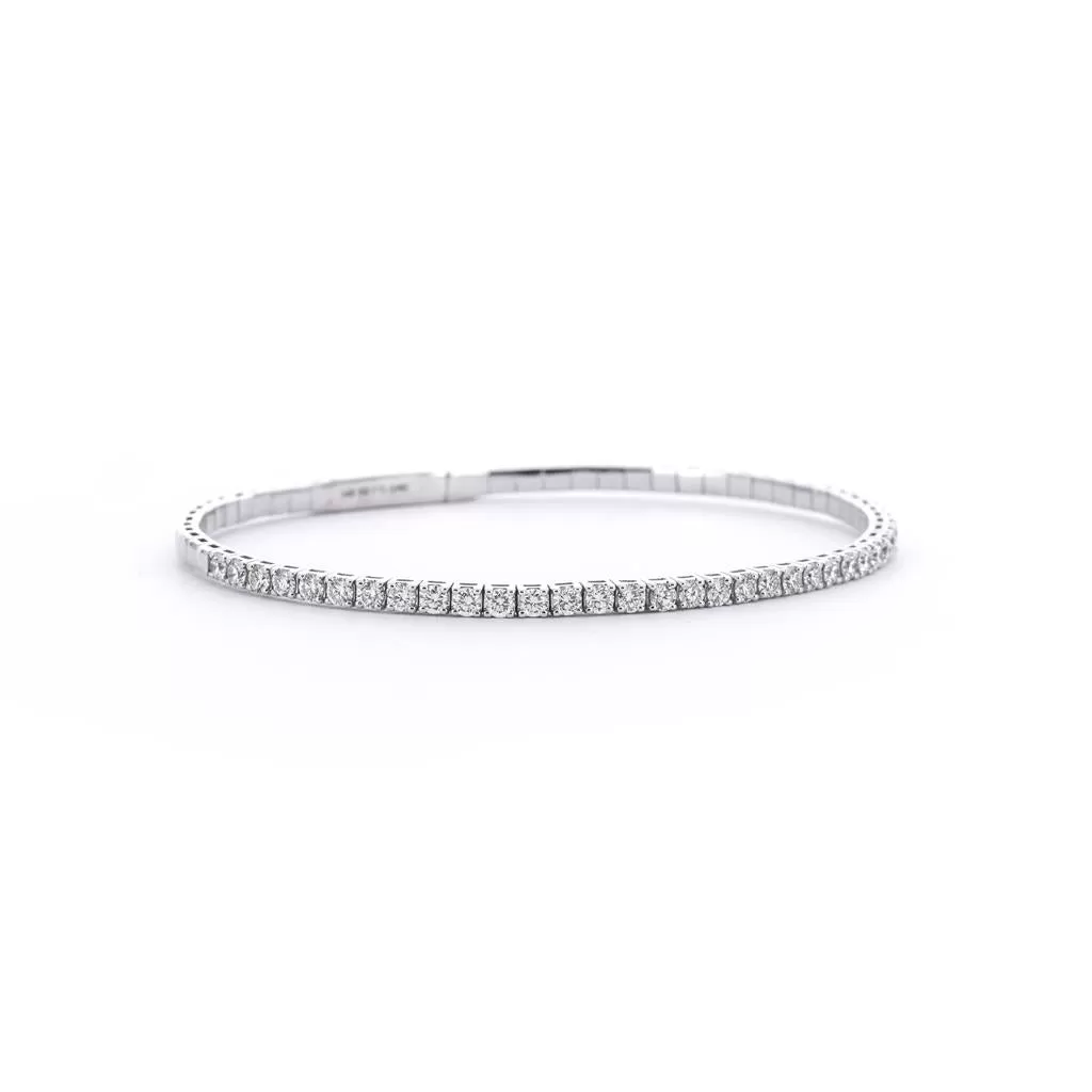 1.0ctw Flex Diamond Bangle  - White Gold