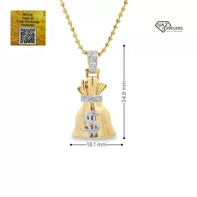 10K Gold 0.33 CTW Diamond Money Bag Charm