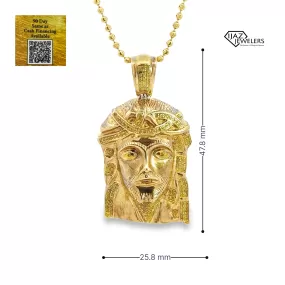 10K Gold 0.50 CTW Yellow Diamond Jesus Charm