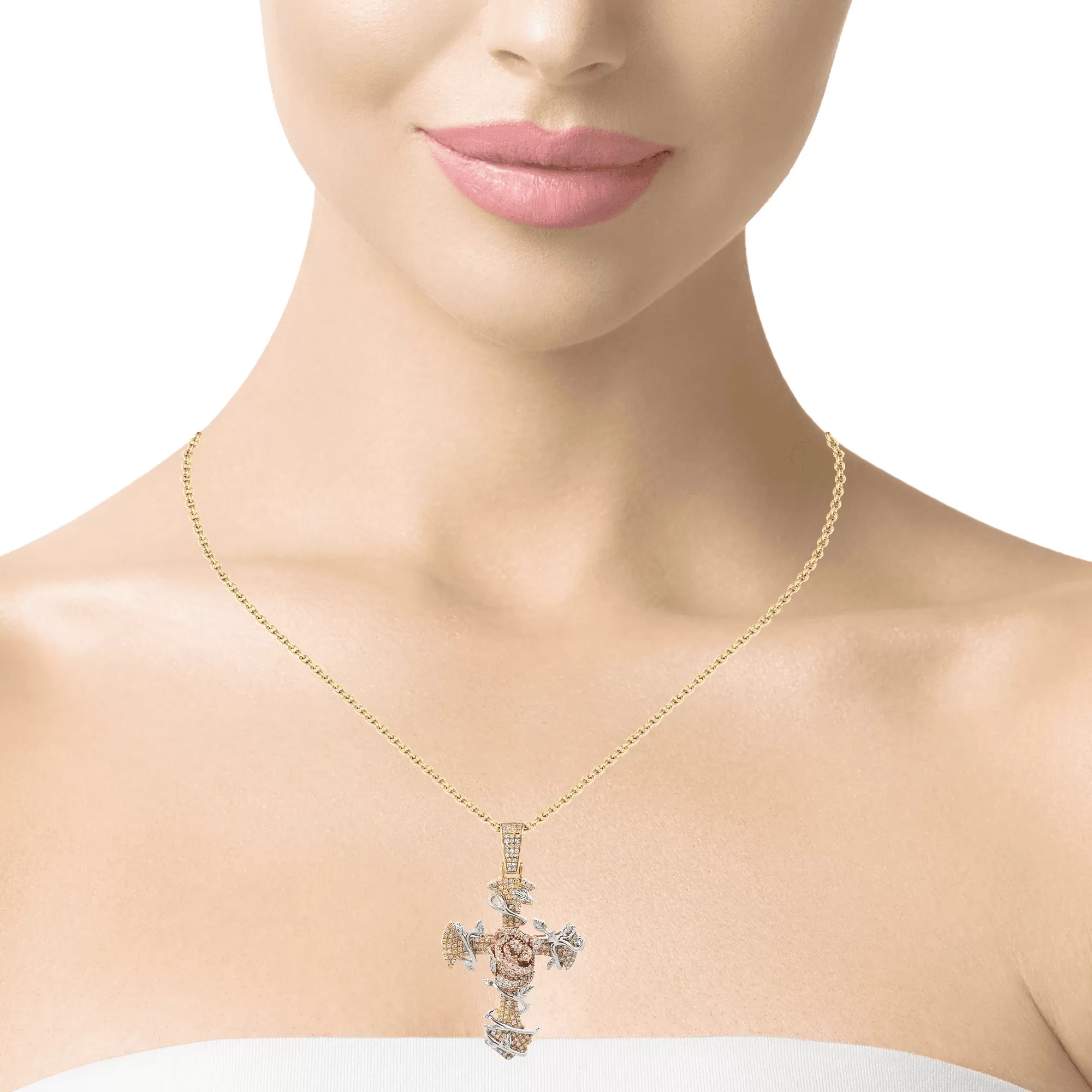 10K Gold 1.13 Diamond Cross Pendant