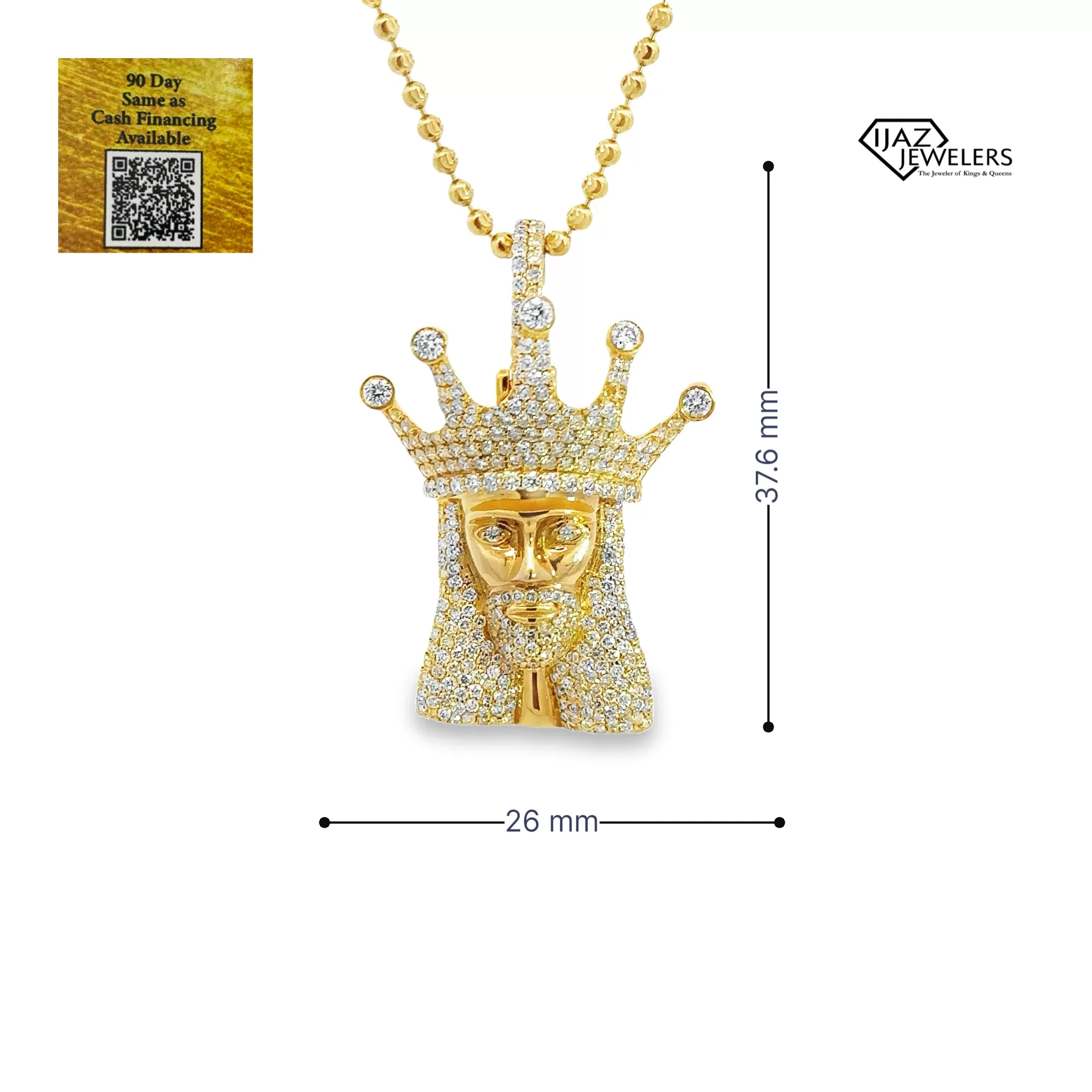 10K Gold 2.00 CTW Diamond Jesus Charm