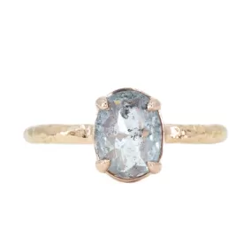 1.28ct Rosecut Oval Salt and Pepper Diamond Low Profile Evergreen Solitaire in 14k Rose Gold