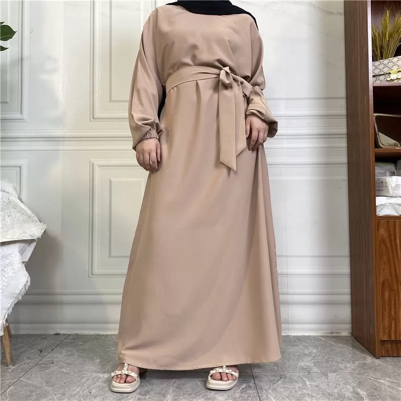 14 Color Options Elasticized Cuff Nida Abaya Dress With Pocket