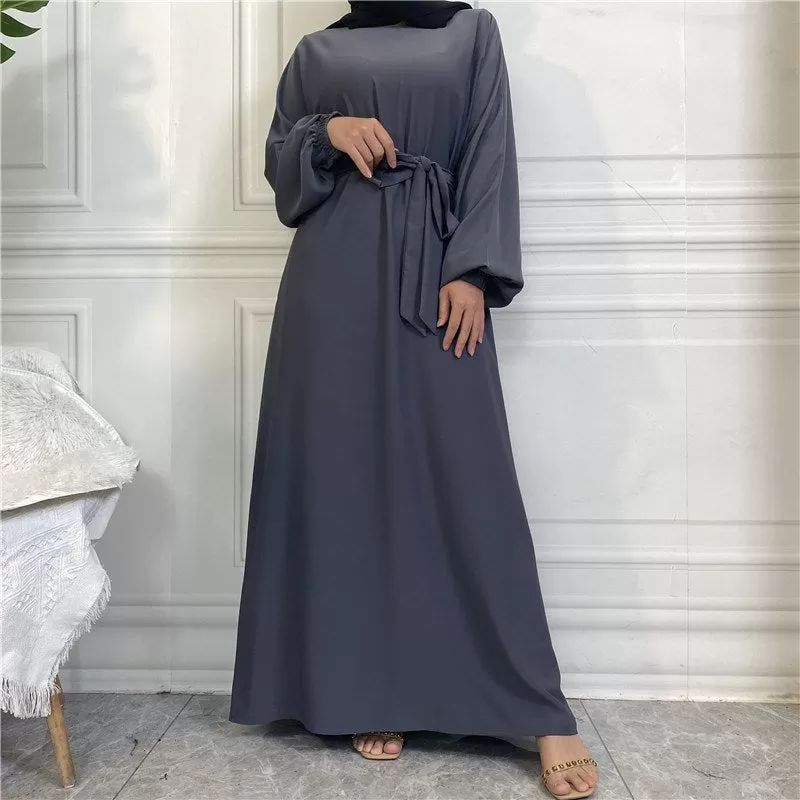 14 Color Options Elasticized Cuff Nida Abaya Dress With Pocket