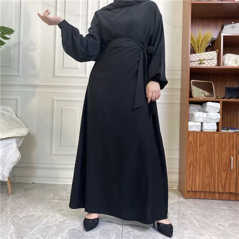 14 Color Options Elasticized Cuff Nida Abaya Dress With Pocket