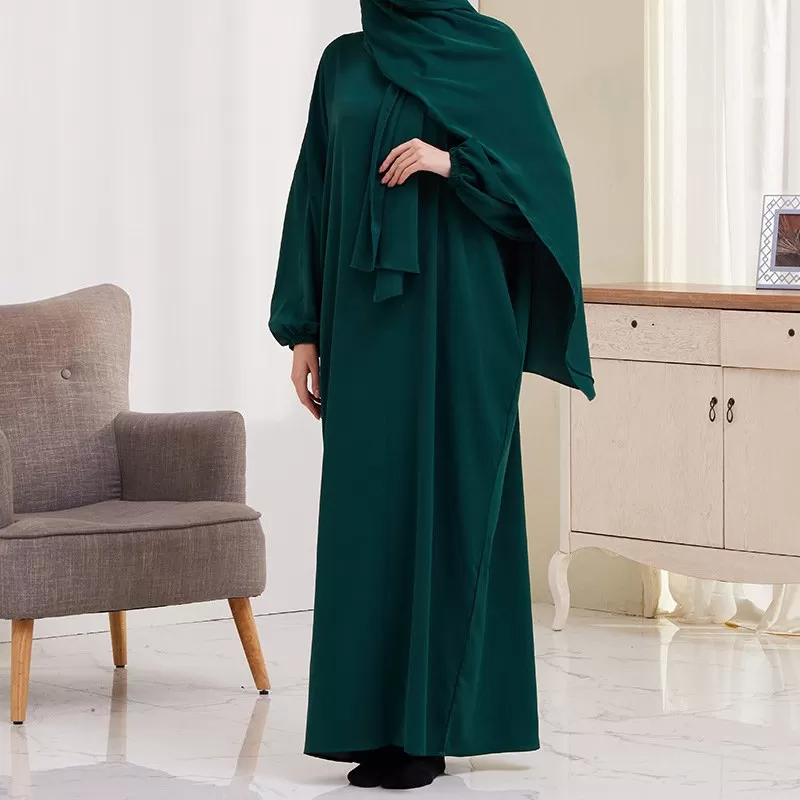 14 Color Options Wrinkle Abaya Dress With Pocket For Muslim Women