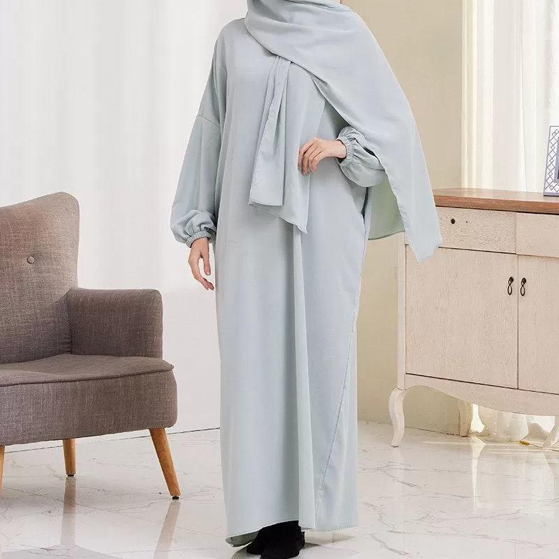 14 Color Options Wrinkle Abaya Dress With Pocket For Muslim Women