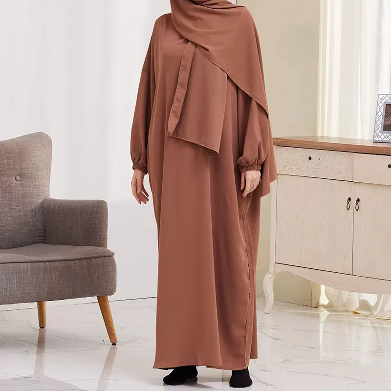 14 Color Options Wrinkle Abaya Dress With Pocket For Muslim Women