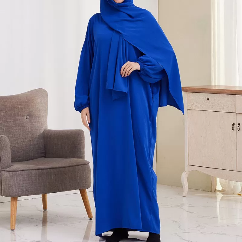 14 Color Options Wrinkle Abaya Dress With Pocket For Muslim Women