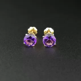 14K Gold 1.07 CTW Natural Amethyst Post Stud Earrings