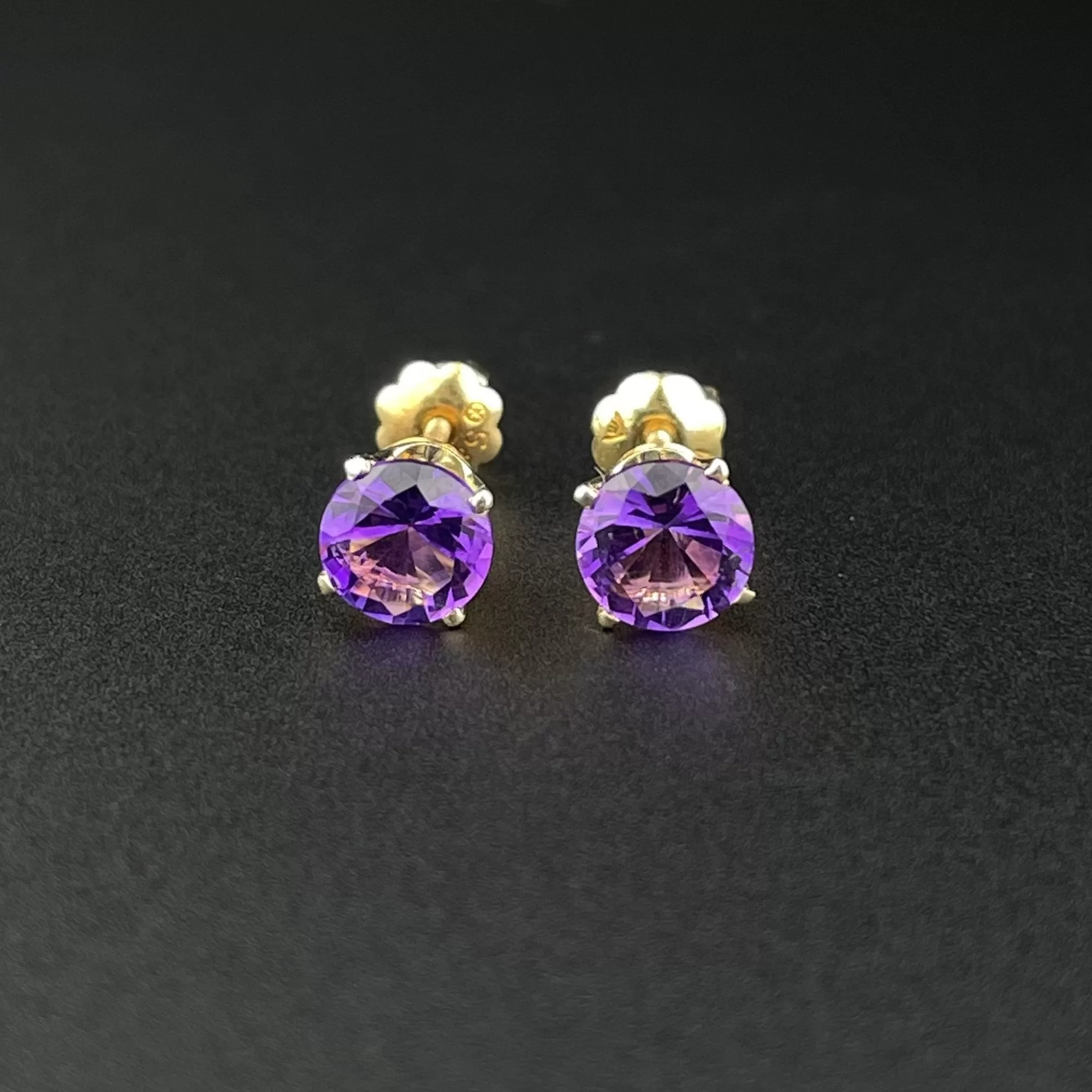 14K Gold 1.07 CTW Natural Amethyst Post Stud Earrings