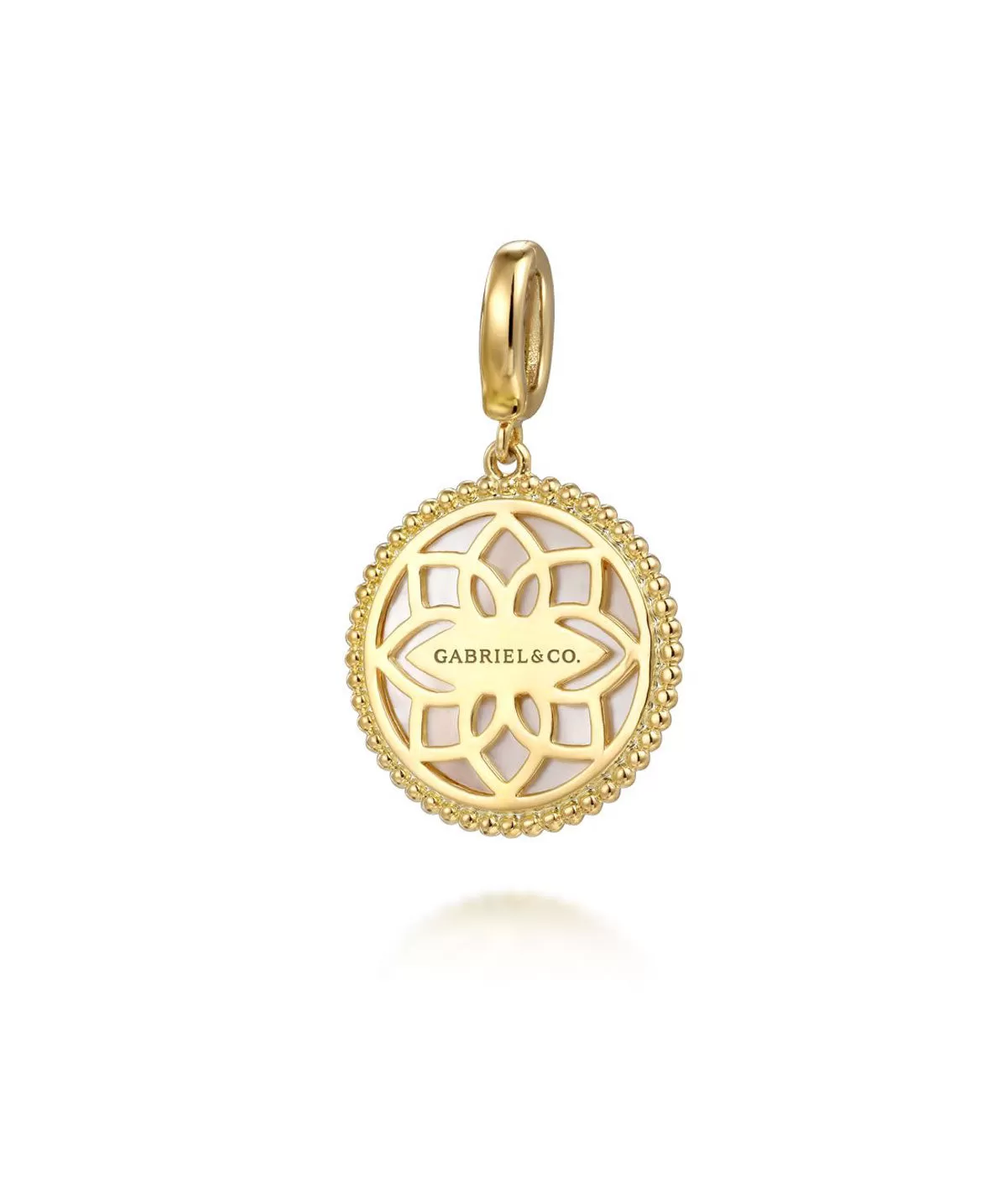 14K Yellow Gold Bujukan Diamond and Mother of Pearl Medallion Pendant