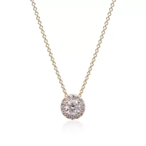 14K YELLOW GOLD DIAMOND HALO PENDANT WITH A 0.29CT CENTER DIAMOND