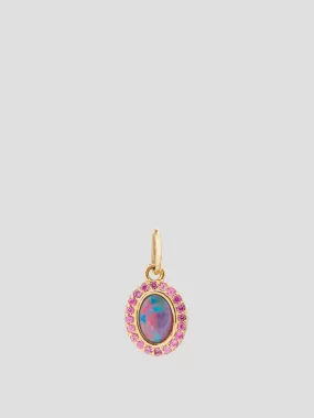 14k Yellow Gold with Australian Opal & Pink Sapphires Charm