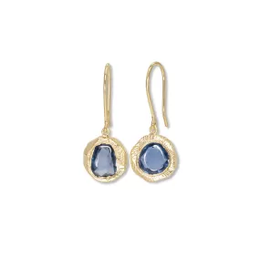 18K Freeform Drop Earring in Medium Blue Sapphire