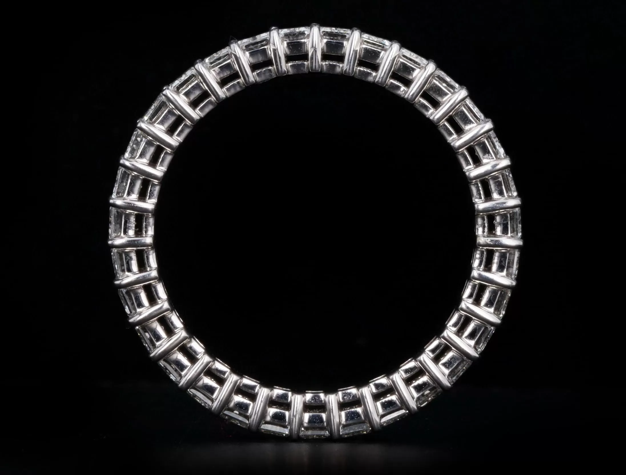 18K White Gold 1.93 Carat Total Weight Emerald Cut Diamond Eternity Band