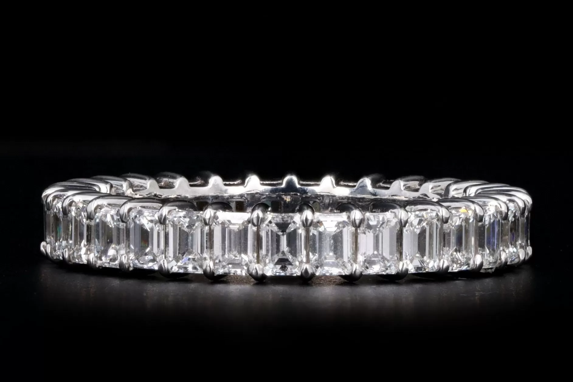 18K White Gold 1.93 Carat Total Weight Emerald Cut Diamond Eternity Band