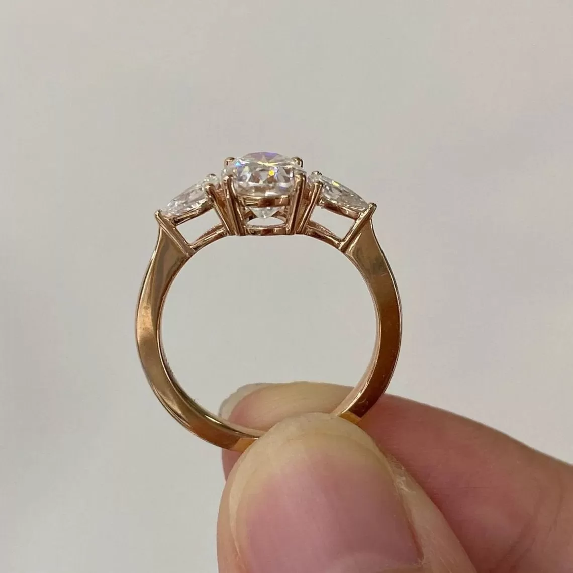 2 CT Oval Cut Three Stone Engagement Ring