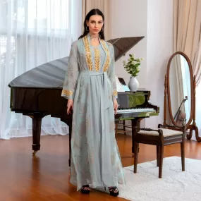 2 Pieces Set Evening Gown Kaftan Dress Suit With Inner Dress For Women