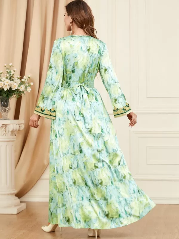 2 Pieces Set Printed Caftan Kaftan Dress For Women Eid, Evening Party And Birthday