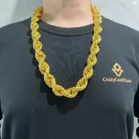 20mm 18K Gold Finish Rope Chain