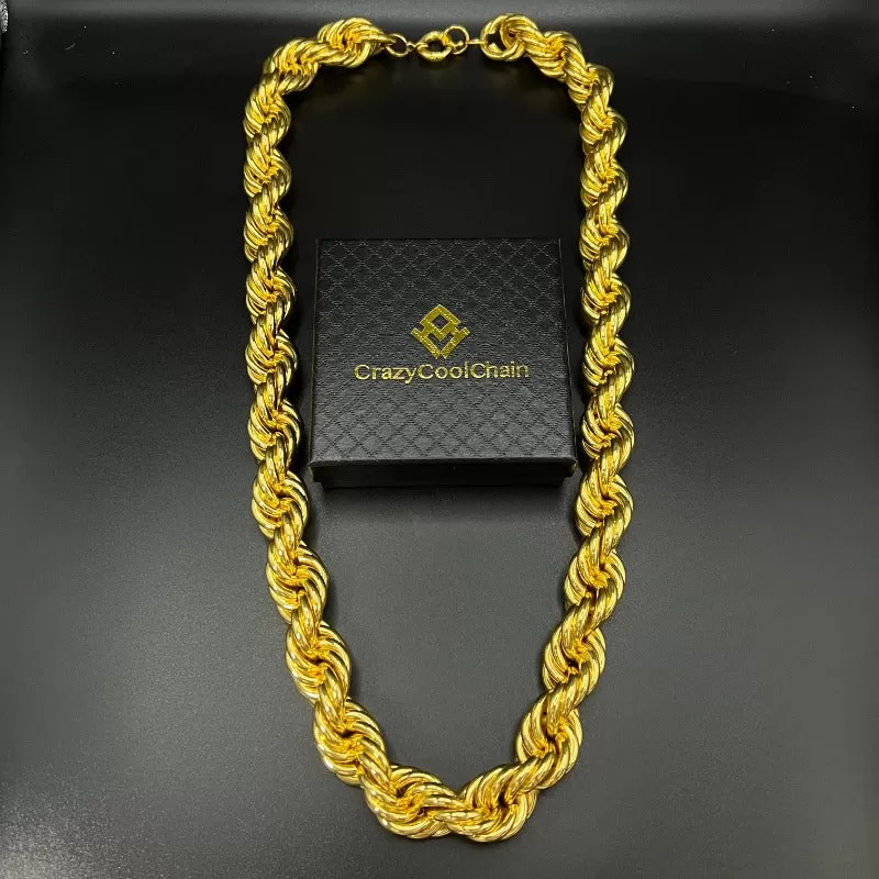 20mm 18K Gold Finish Rope Chain