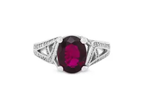 2.74 CT Oval Pink Tourmaline Diamond Ring 0.56 CT TW 14K White Gold PTR006