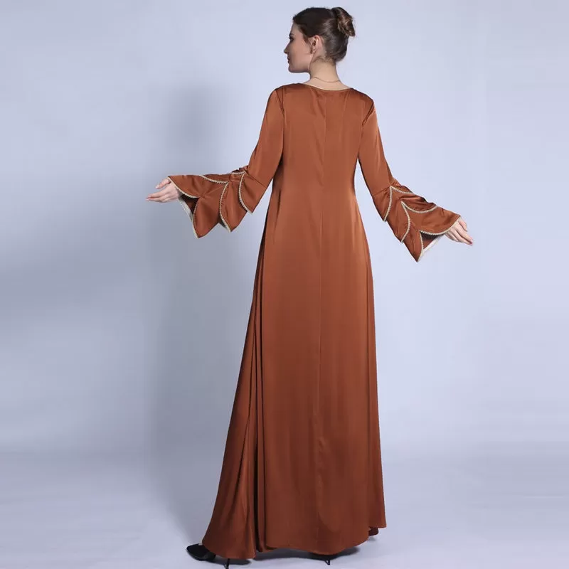 3 Layers Fishtail Sleeve Abaya Dress For Muslim Women