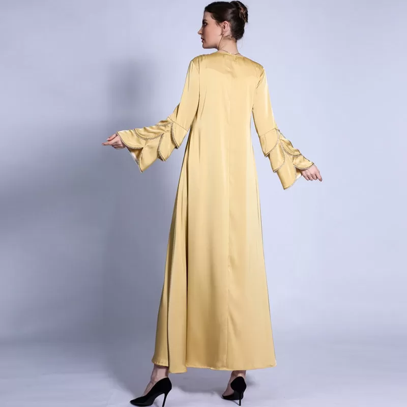 3 Layers Fishtail Sleeve Abaya Dress For Muslim Women