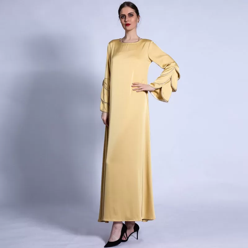 3 Layers Fishtail Sleeve Abaya Dress For Muslim Women