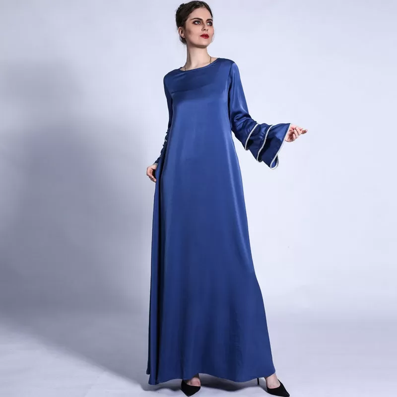 3 Layers Fishtail Sleeve Abaya Dress For Muslim Women