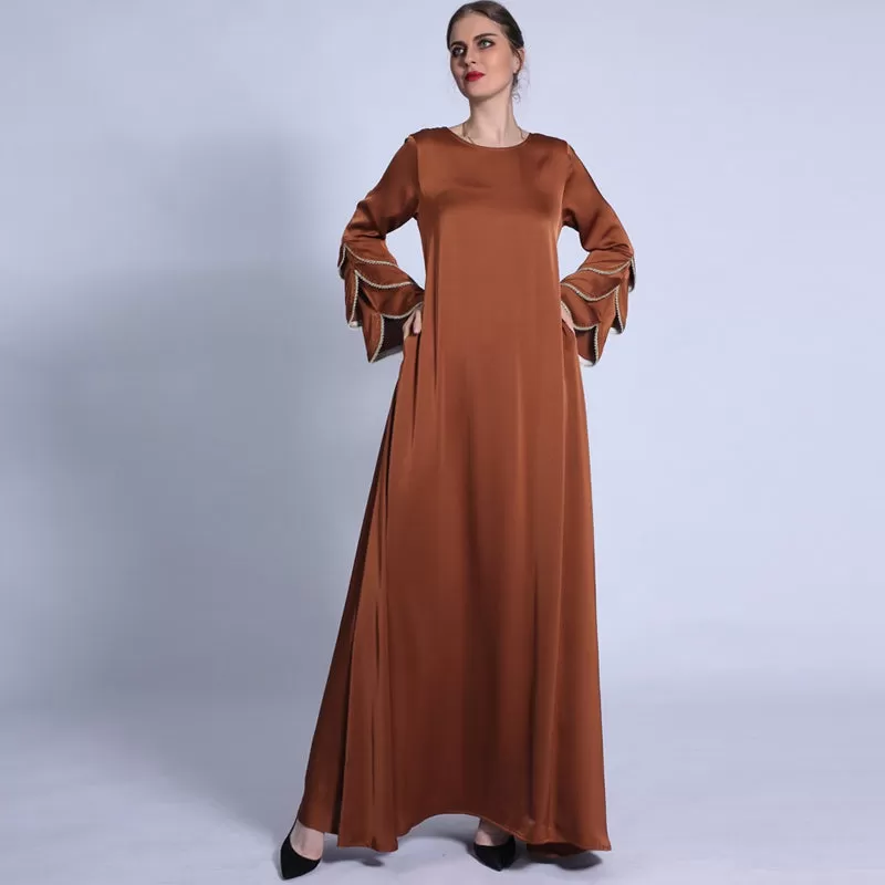 3 Layers Fishtail Sleeve Abaya Dress For Muslim Women