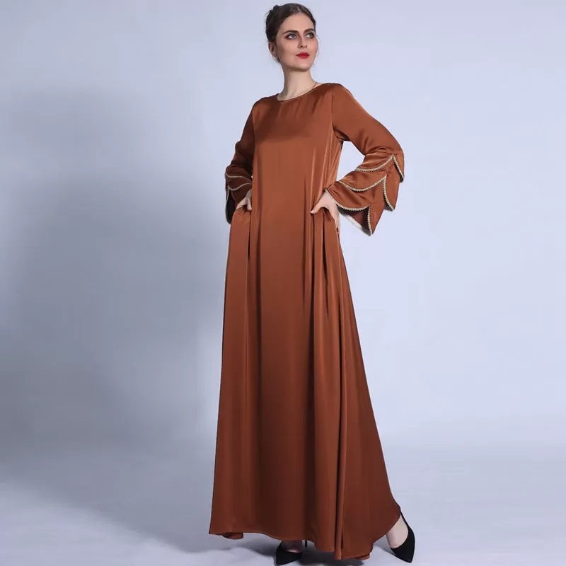 3 Layers Fishtail Sleeve Abaya Dress For Muslim Women