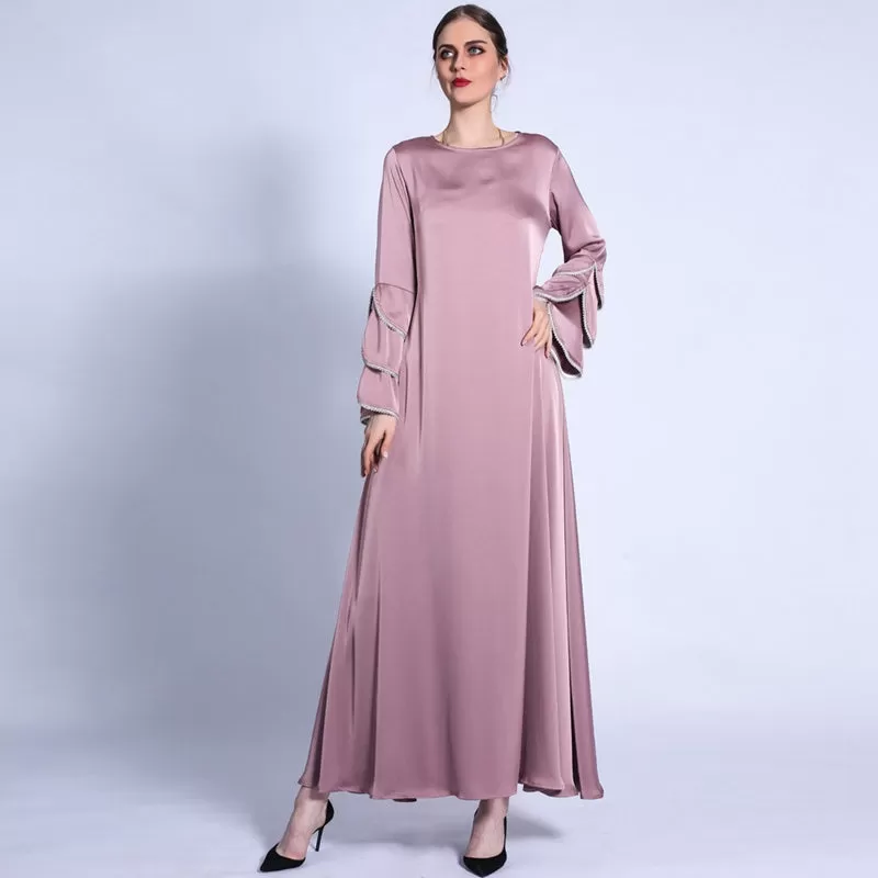 3 Layers Fishtail Sleeve Abaya Dress For Muslim Women