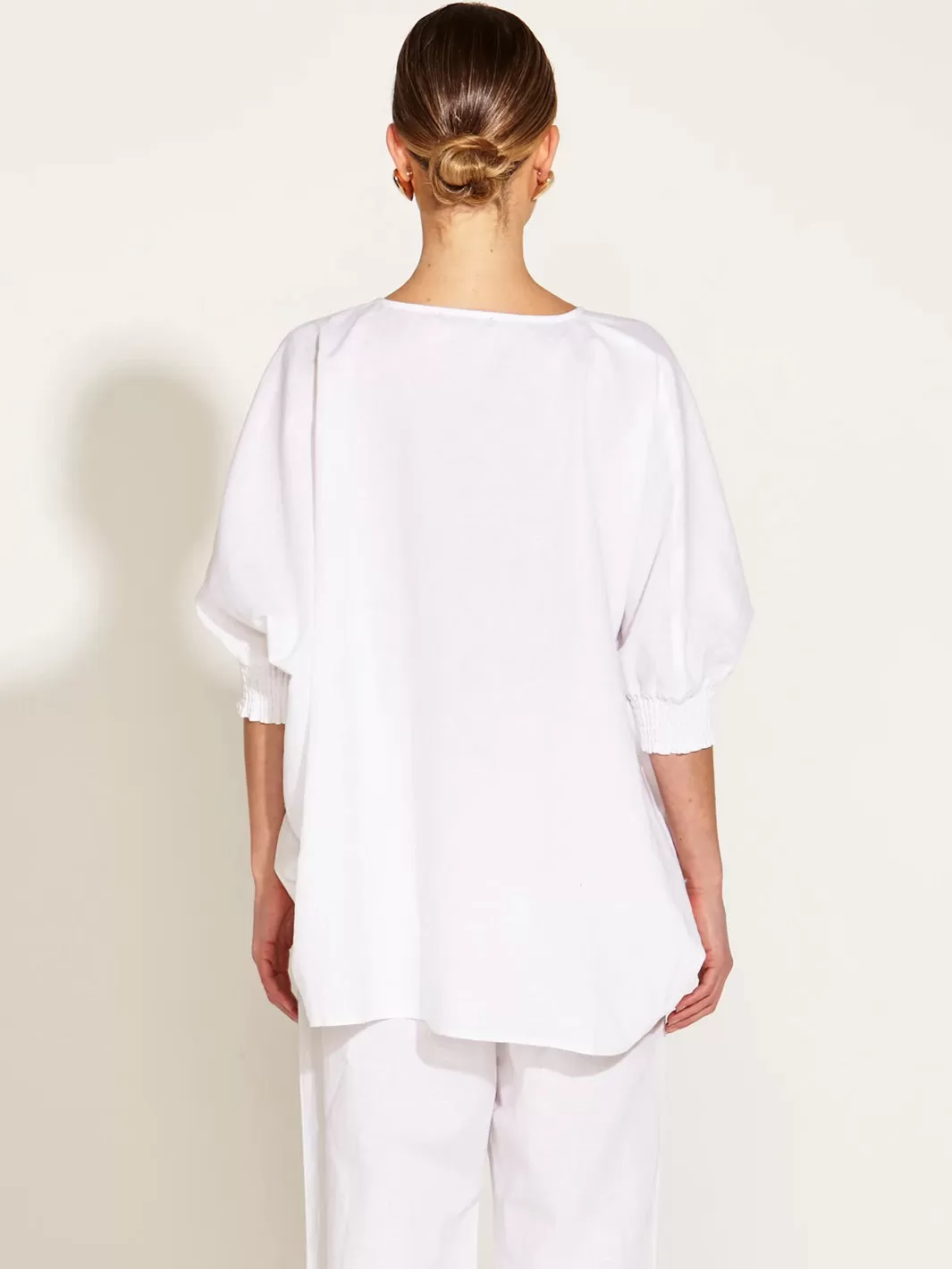 A Walk In The Park Linen Oversized Batwing Top