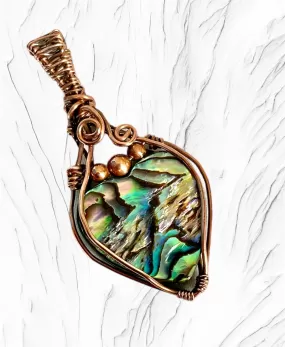 Abalone (Paua) Shell Heart Shaped Pendant