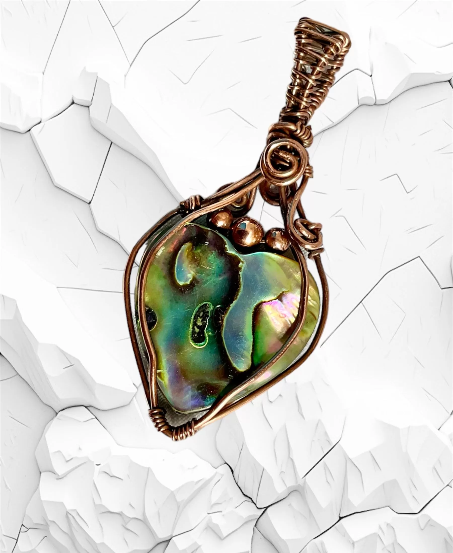 Abalone (Paua) Shell Heart Shaped Pendant