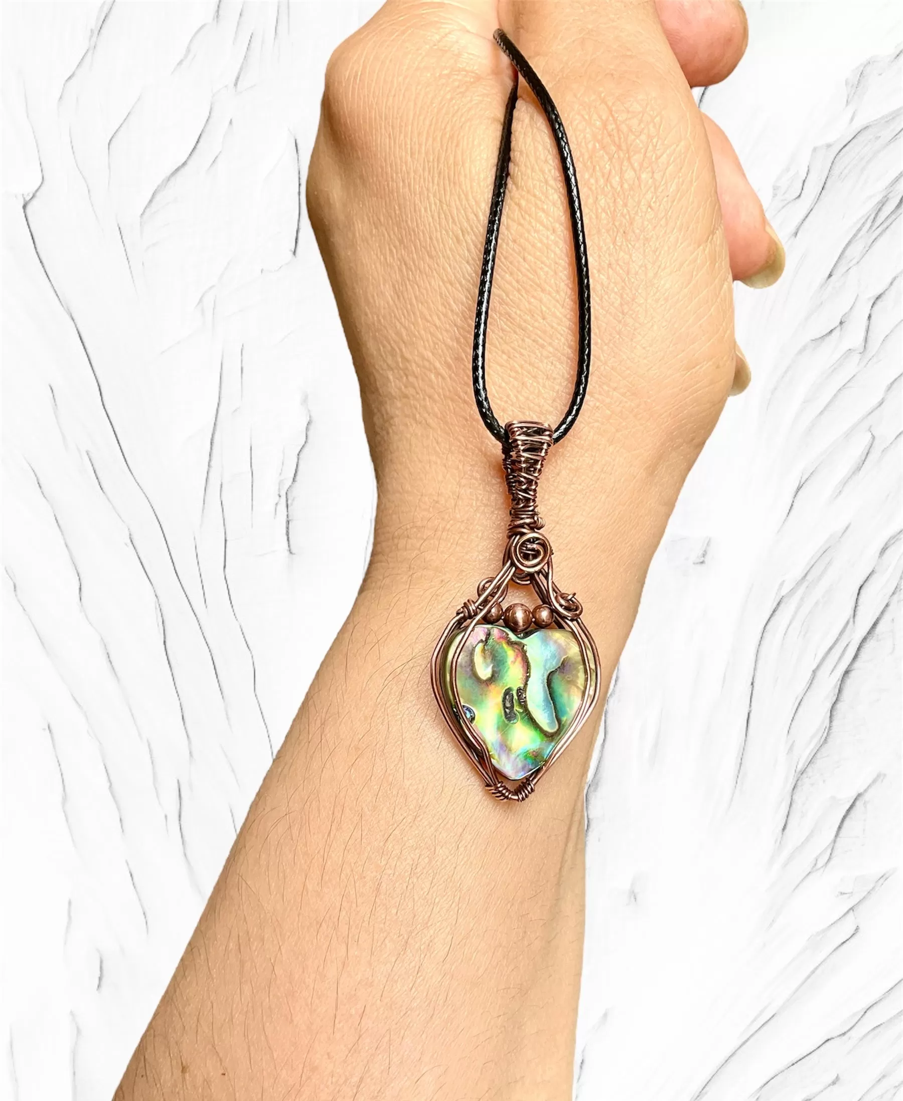 Abalone (Paua) Shell Heart Shaped Pendant