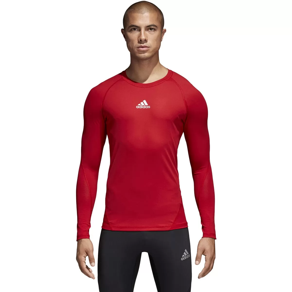 adidas Men's Power Red Alphaskin Long Sleeve Tee