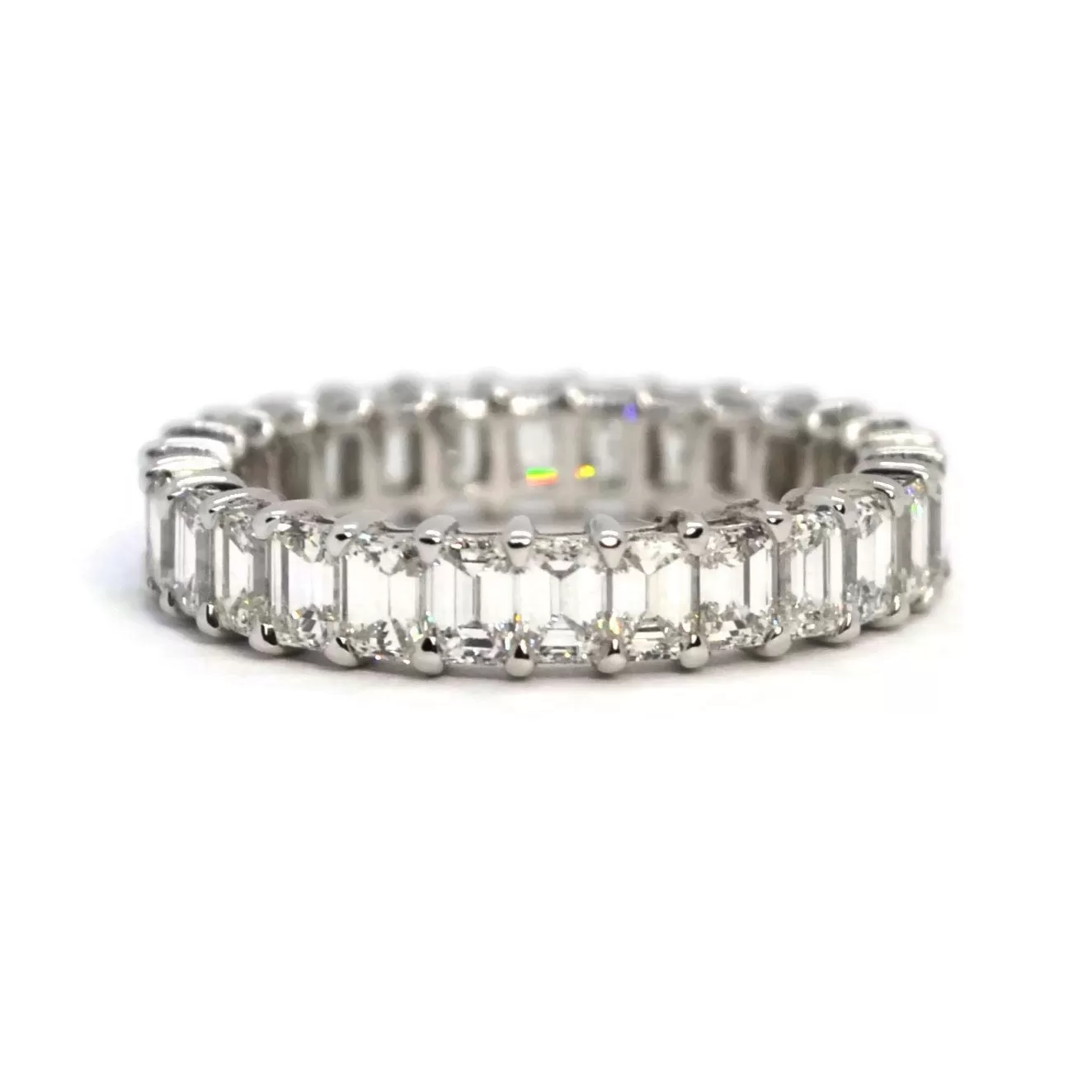 AFJ Diamond Collection - Eternity Band Ring with Emerald-cut Diamonds 2.64 carats, 18k White Gold