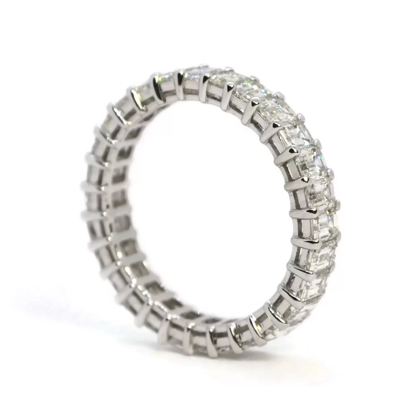 AFJ Diamond Collection - Eternity Band Ring with Emerald-cut Diamonds 2.64 carats, 18k White Gold